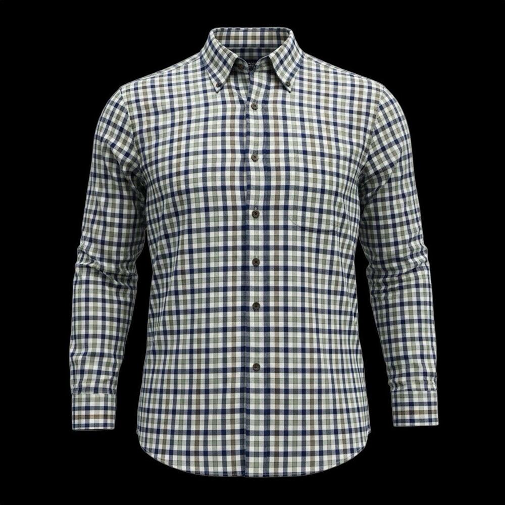 Viyella Plaid Button Wool Blend Long Sleeve Shirt Mens Size XL